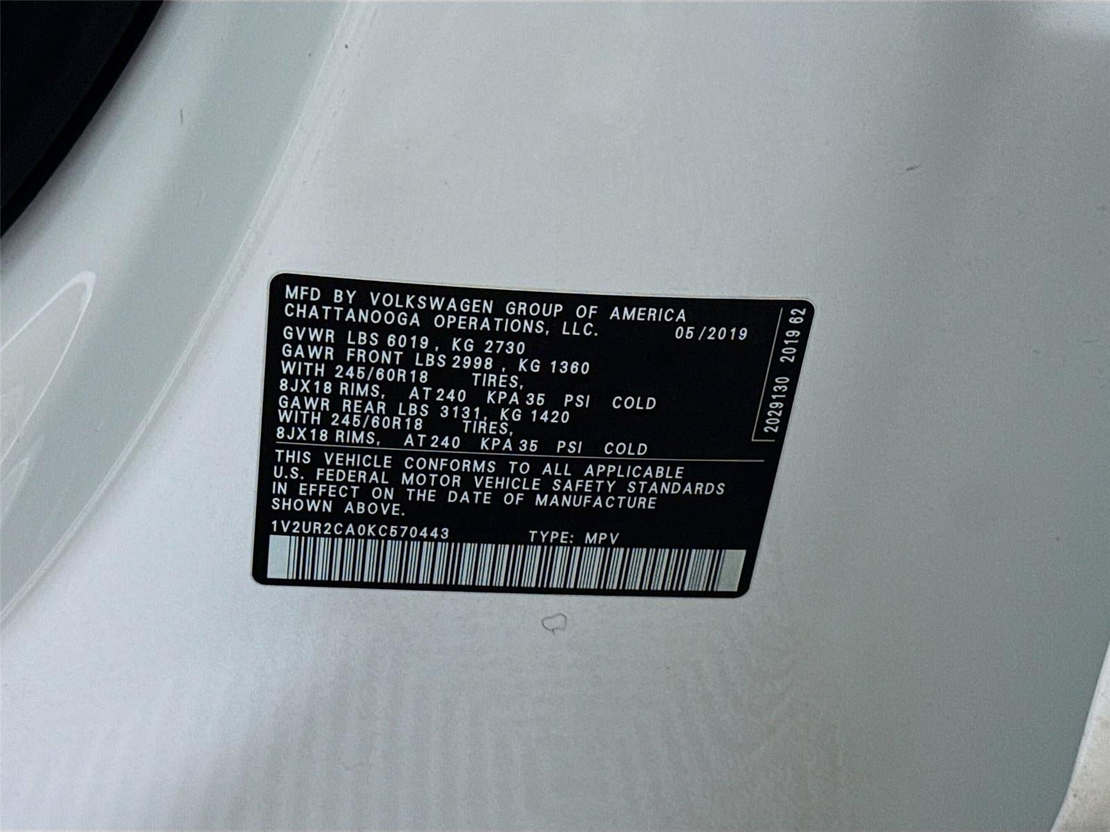 2019 Volkswagen Atlas 3.6L V6 SE w/Technology