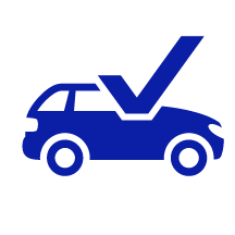 Car with a check mark icon