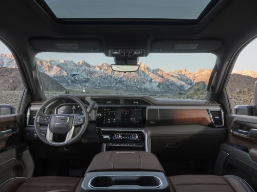 2024 GMC Sierra HD interior view of front seating and dash area