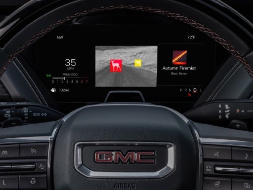 2025 GMC Yukon view of driver's dash showing night vision camera view